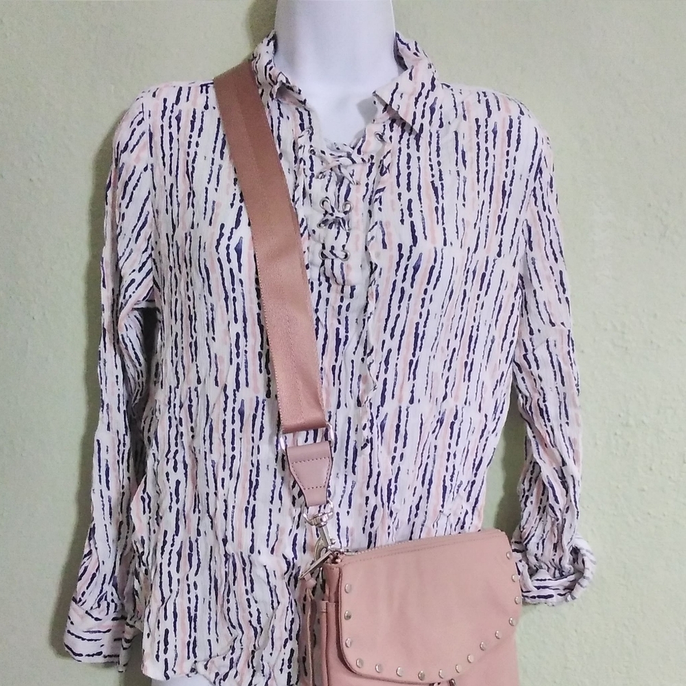Coral Bay Long sleeve Small Front tie collared Top